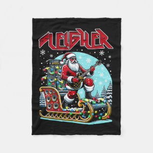 Sleigher Hail Santa Heavy Metal Christmas Rock Xma Fleece Blanket