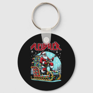 Sleigher Hail Santa Heavy Metal Christmas Rock Xma Key Ring