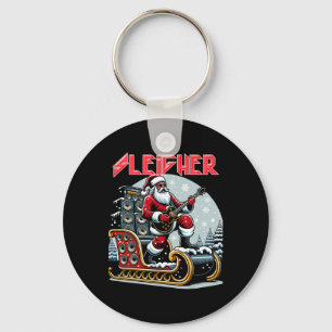 Sleigher Hail Santa Heavy Metal Christmas Rock Xma Key Ring
