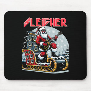 Sleigher Hail Santa Heavy Metal Christmas Rock Xma Mouse Pad
