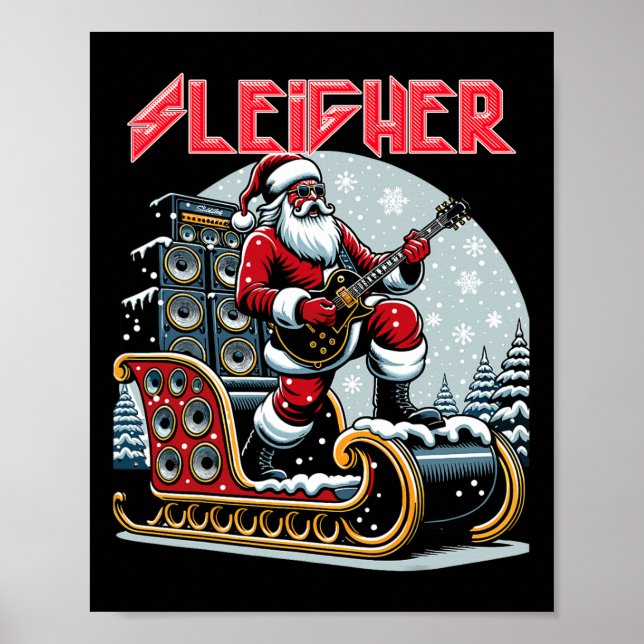 Sleigher Hail Santa Heavy Metal Christmas Rock Xma Poster (Front)