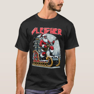 Sleigher Hail Santa Heavy Metal Christmas Rock Xma T-Shirt