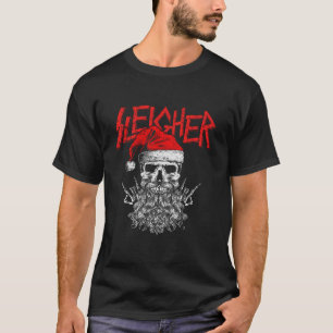 Sleigher Hail Santa Heavy Metal Skull Christmas T-Shirt