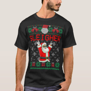Sleigher Heavy Metal Music Hail Santa Ugly Christm T-Shirt