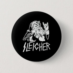 Sleigher Heavy Metal Santa Claus Rock On Goth Chri 6 Cm Round Badge