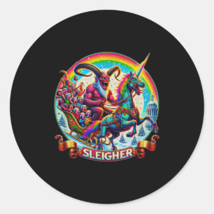 Sleigher Krampus Unicorn Demon Horror Christmas Go Classic Round Sticker