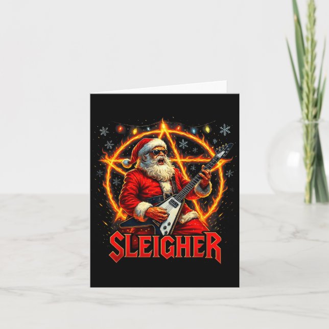 Sleigher Metal Santa Rocking Christmas Design  Card (Front)