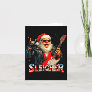 Sleigher Rock Santa Funny Metal Christmas Design Card