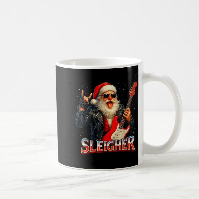 Sleigher Rock Santa Funny Metal Christmas Design  Coffee Mug (Right)