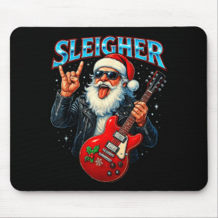 Sleigher Rock Santa Funny Metal Christmas Design  Mouse Pad