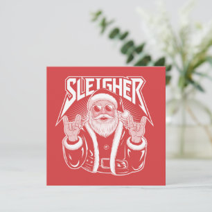 Sleigher Santa Claus Funny Metal Christmas Rock  Holiday Card