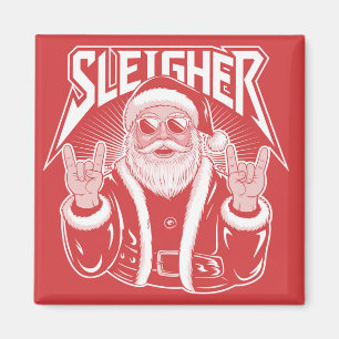 Sleigher Santa Claus Funny Metal Christmas Rock Magnet