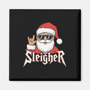 Sleigher Santa Claus Funny Rock Music Santa Claus Magnet