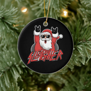 Sleigher Santa Claus Metal Christmas Funny Hail Ceramic Ornament