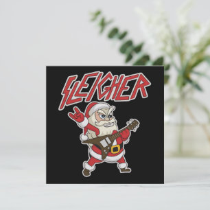 Sleigher Santa Claus Metal Christmas Hail Funny Holiday Card