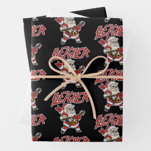 Sleigher Santa Claus Metal Christmas Hail Funny Wrapping Paper Sheet