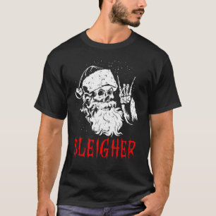 Sleigher Santa Claus Metal Christmas Rock On Hail  T-Shirt