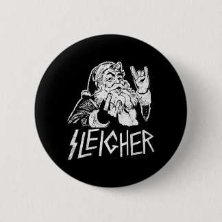 Sleigher Santa Claus Rock On Goth Heavy 6 Cm Round Badge