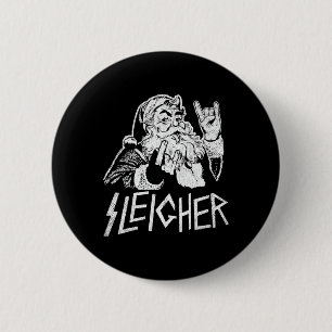 Sleigher Santa Claus Rock On Goth Heavy Metal Chri 6 Cm Round Badge