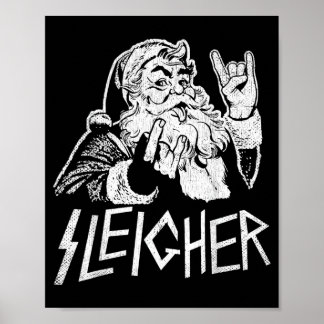 Sleigher Santa Claus Rock On Goth Heavy Poster