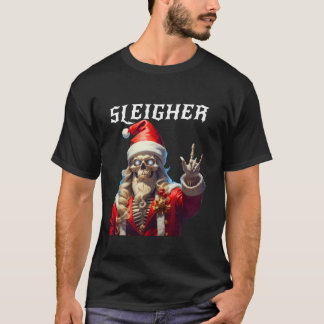 Sleigher Skull Santa Rocks Christmas Xmas Men Wome T-Shirt