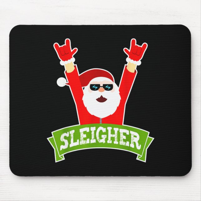 Sleigher Ugly Sweater Heavy Metal Christmas Sweate Mouse Pad (Front)