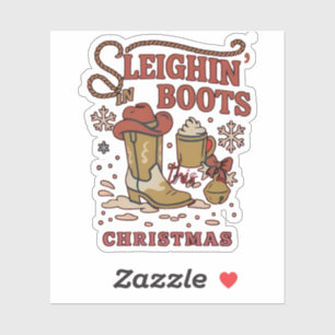 Sleighin Boots This Christmas Funny West Cowboy