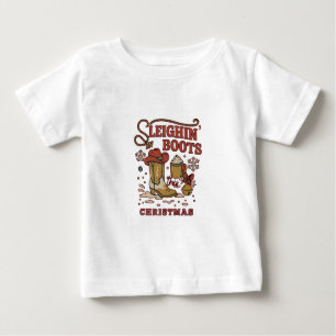 Sleighin Boots This Christmas Funny West Cowboy Baby T-Shirt