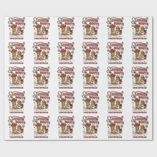Sleighin Boots This Christmas Funny West Cowboy   Wrapping Paper