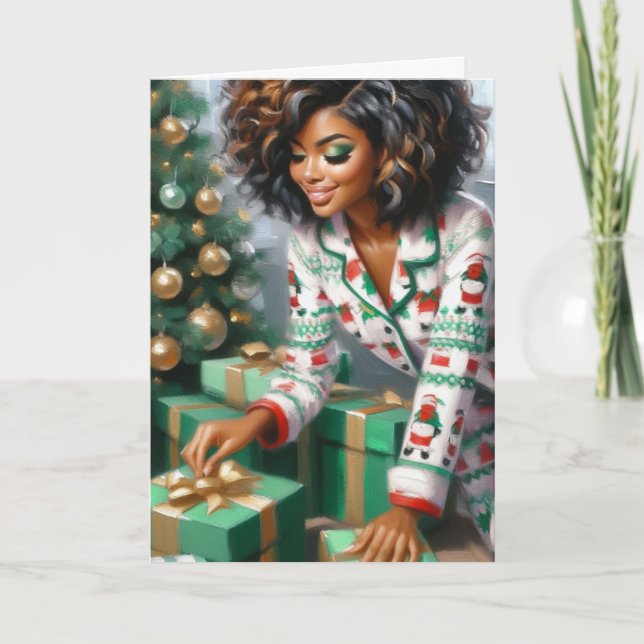Sleighin' Christmas Vibes Pajama Queen Holiday Card (Front)