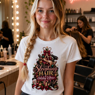 Sleighing Hair & Holiday Vibes Christmas T-Shirt Tri-Blend Shirt