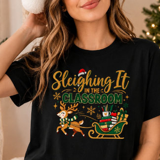 Sleighing It in the Classroom Christmas Teacher Tri-Blend Shirt