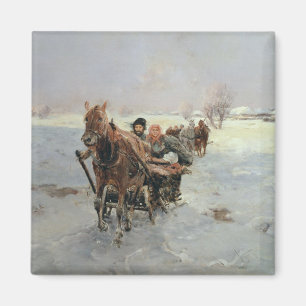 Sleighs in a Winter Landscape Magnet
