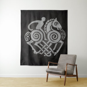 Sleipnir and Odin Symbol Norse Mythology Design Tapestry