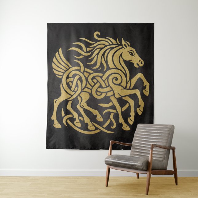Sleipnir Eight-Legged Horse Norse Mythology Design Tapestry (In Situ)