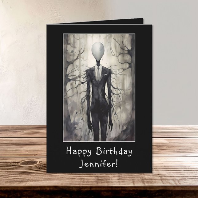Slenderman Slender Man Happy Birthday Name Card (Creator Uploaded)