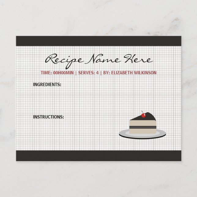Slice of Cake Recipe Card (Front)