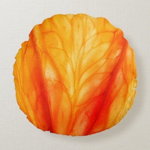 Slice of citrus fruit with backlit, abstract macro round cushion