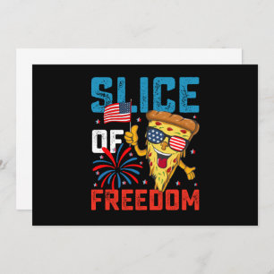 Slice Of Freedom 4th July Pizza USA Flag Sunglasse Invitation