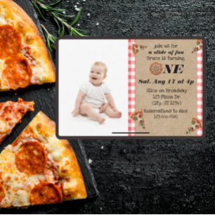 Slice of fun 1st Birthday with photo  Invitation