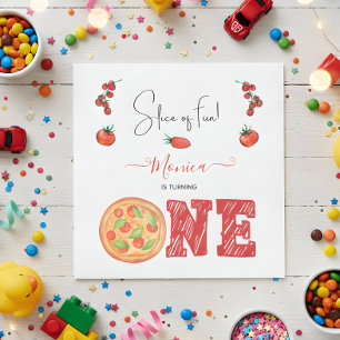 Slice of fun, first birthday napkin