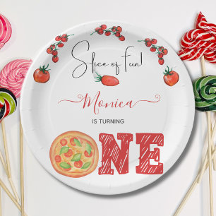 Slice of fun, first birthday paper plate