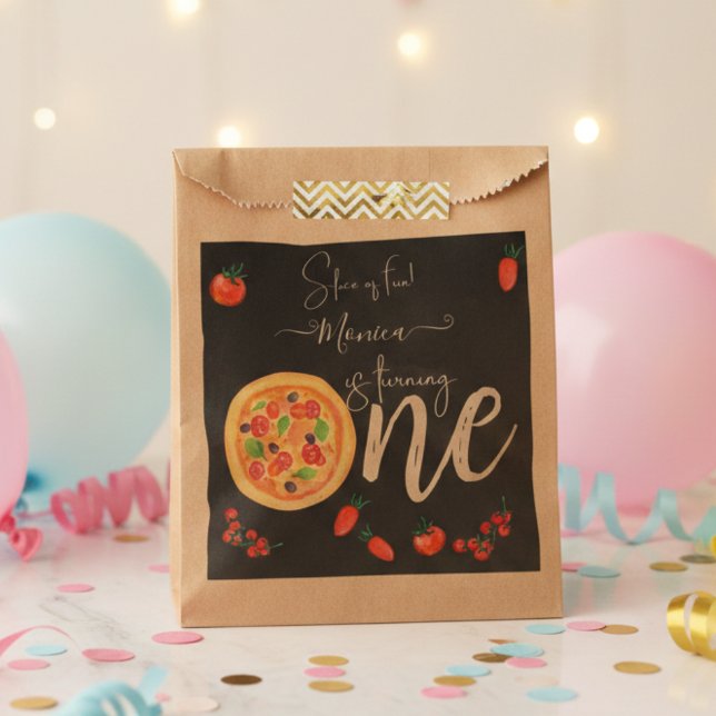 Slice of fun, first pizza birthday favour bag (Creator Uploaded)