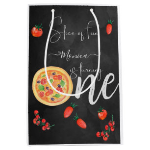 Slice of fun, first pizza birthday medium gift bag