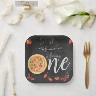 Slice of fun, first pizza birthday paper plate