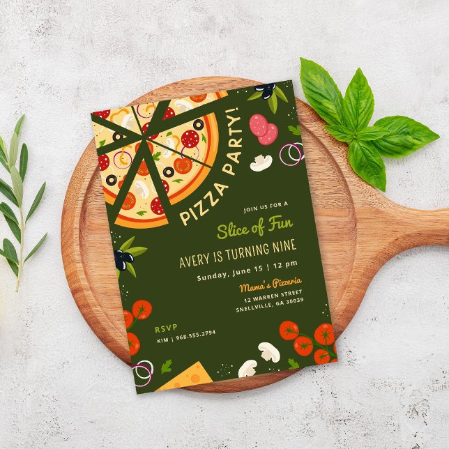 Slice of Fun Kids Birthday Pizza Party Invitation (Creator Uploaded)