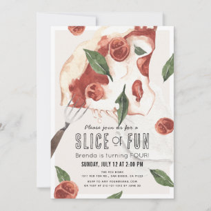 Slice of Fun Margherita Pizza Kids Birthday Invitation