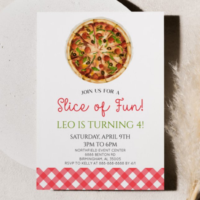 Slice of Fun! Pizza Birthday Party Invitation (Creator Uploaded)
