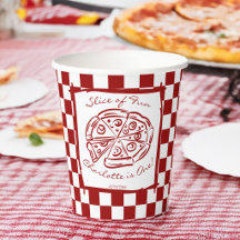 Slice of fun red check Italian pizza birthday