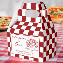 Slice of fun red check Italian pizza party favours